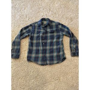 Ascend Mens Short Sleeve Pockets Plaid Multicolor Flannel Size M